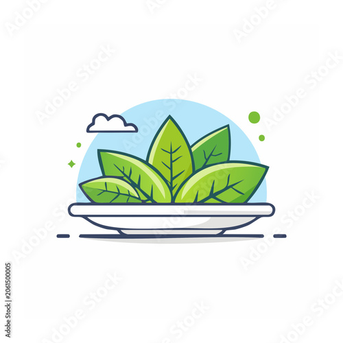 Flat design greenhouse with tomato plant
