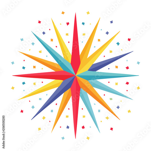 Flat design sunburst with geometric rays