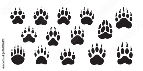 Foto Bear claw wild animal track set collection of grizzly paw prints vector illustration