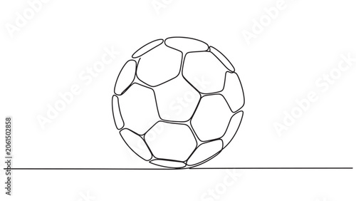 Soccer Ball Outline Icon Minimalist Football Line Drawing Isolated on White Background