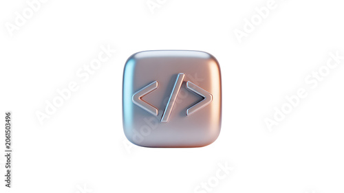 3D Rendering of Blue Digital Play Button Icon on Transparent Square Background Minimalist Design