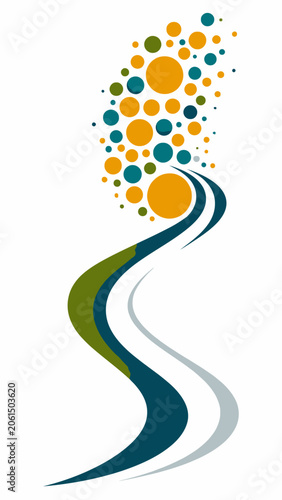 A colorful abstract graphic design element.