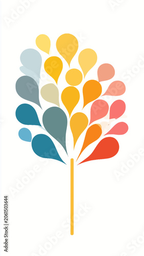 Colorful abstract tree graphic design element.