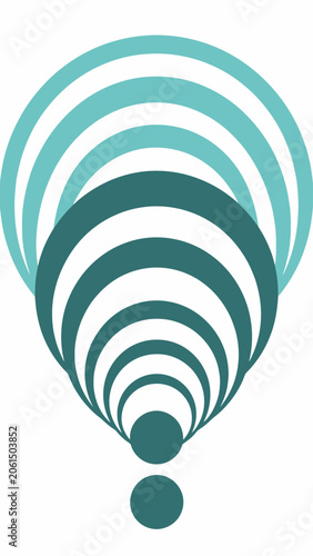 Teal concentric circles graphic design element.