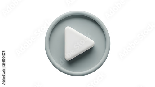 Play Button Icon on Minimalist Gray Background in Flat Design Style