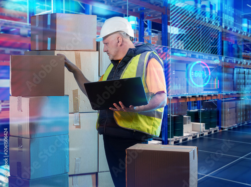 Warehouse logistics. Worker...