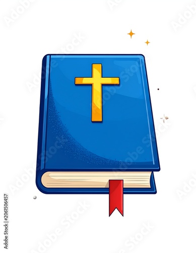 A blue book with a gold cross and red bookmark (1)