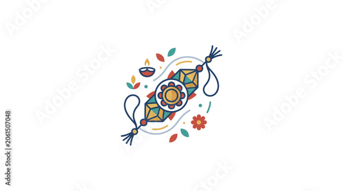 Canvastavla Minimalist Raksha Bandhan Illustration with Traditional Rakhi Bracelet