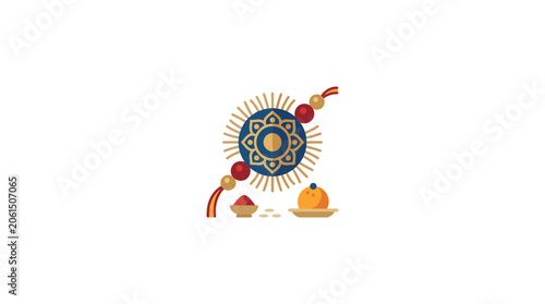 Canvastavla Minimalist Raksha Bandhan Illustration with Rakhi and Sweets