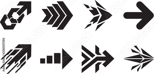 Fotografía Abstract Hand Drawn Dashed Arrow Route Set - Modern Playful Dotted Line Vectors,