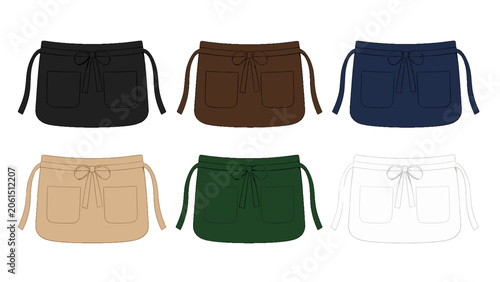 Photos Set of short apron vectors in six solid color variations