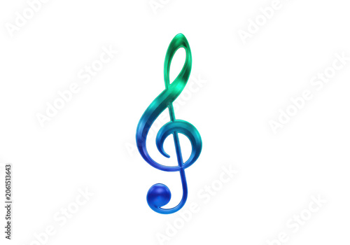 Treble clef music symbol isolated on transparent background