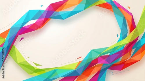 Abstract Colorful Geometric Polygonal Wave Background. 3D Low Poly Multi Color Twisted Ribbon Frame Template for Banners, Posters, Graphic Design
