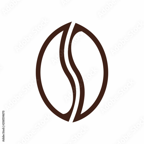 Elegant minimalist coffee bean icon design in a rich brown and white palette, symbolizing natural aroma and the essence of roasted espresso or brewed beverage, perfect for cafe branding