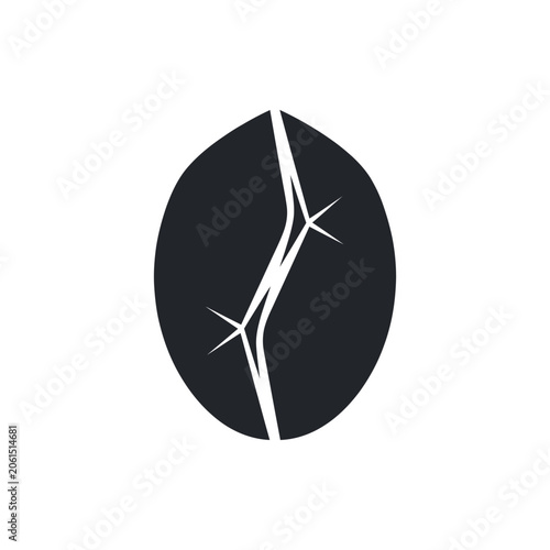 Minimalist black coffee bean icon vector illustration isolated on white background