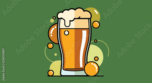 Εκτύπωση καμβά Minimalist Vector Illustration of a Refreshing Glass of Beer