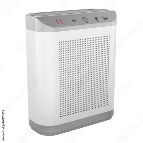 Air purifier with control panel, home air cleaner device. 3D rendering