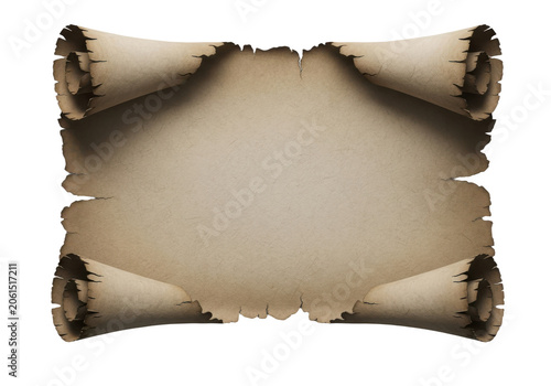 Old vintage paper scroll isolated on transparent background