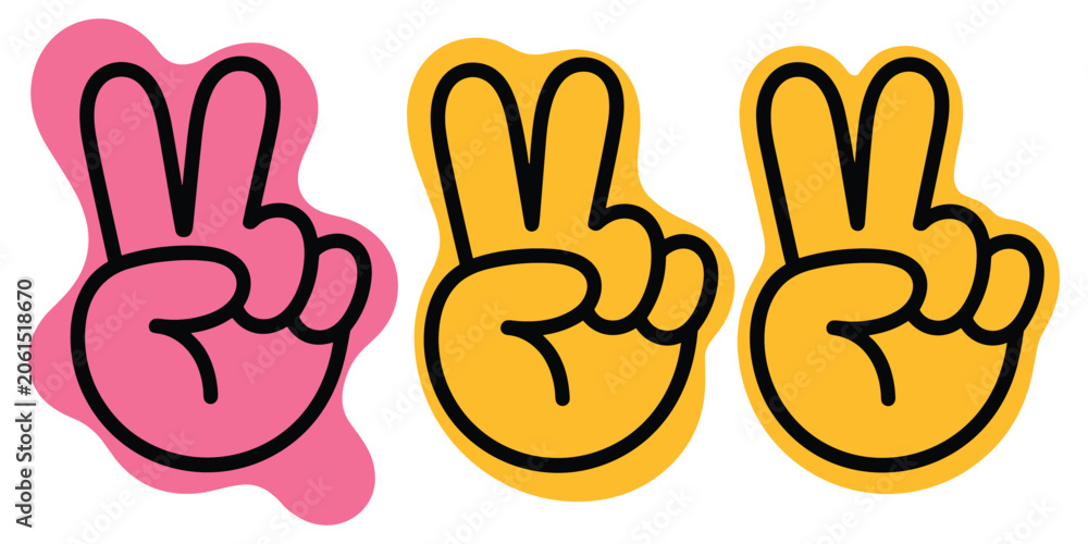 Obraz premium Peace hand sign icon set vector isolated on white background flat style symbol collection