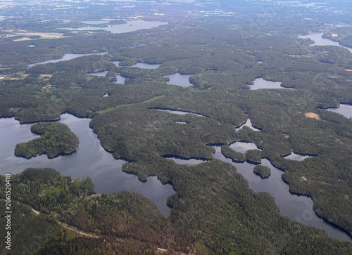 Aerial view of landscape around Otalampi in Finland