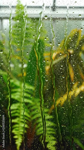 Green potted plants with shallow depth of field in greenhouse