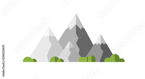 Cuadro en lienzo Minimalist Vector Illustration of Snowy Mountain Peaks