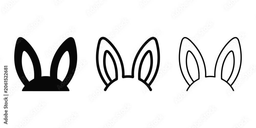 Obraz premium Animal ears icon silhouette vector outline and line art