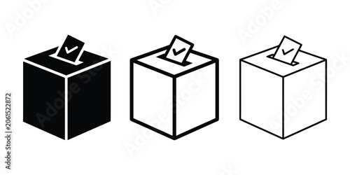Fotografi Ballot box election icon silhouette vector outline and line art