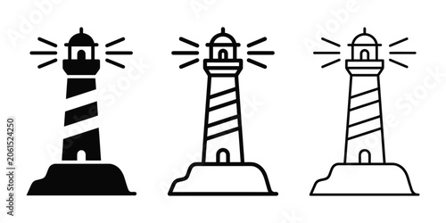 Foto Coastal lighthouse icon silhouette vector outline and line art