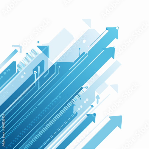 Blue Arrows and Circuitry Abstract Background
