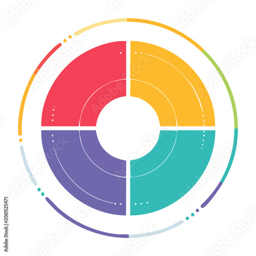 Colorful circular diagram with segmented sections