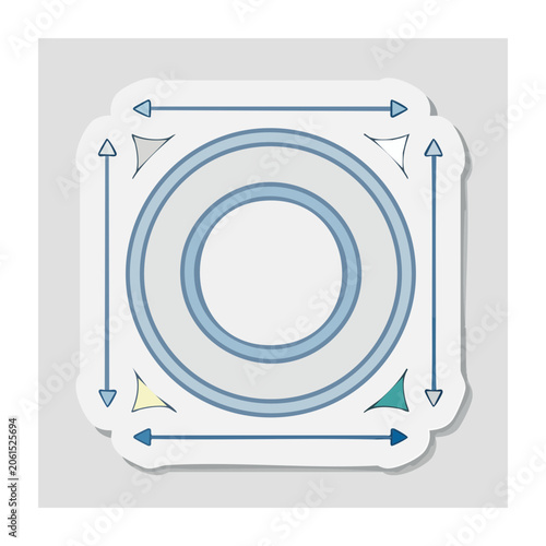 Flat design circular target icon with arrows and triangles