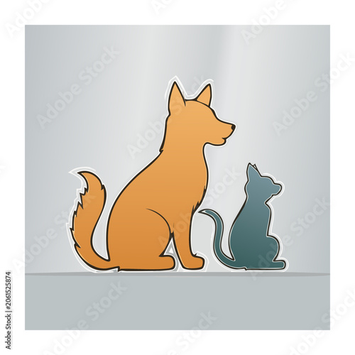 Orange Dog and Teal Cat Illustration