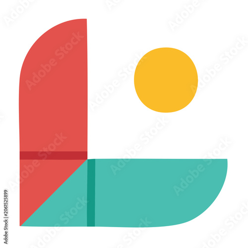 Minimalist geometric logo with circle and shapes