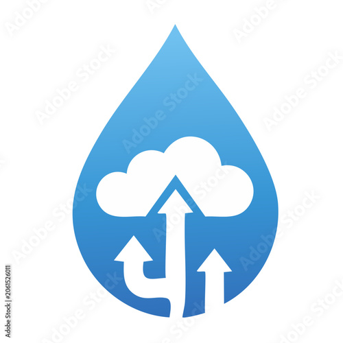 Water droplet with cloud and arrows icon