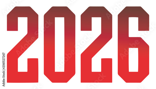 Bold red gradient number 2026 for event branding with gradient typography branding marketing celebration calendar