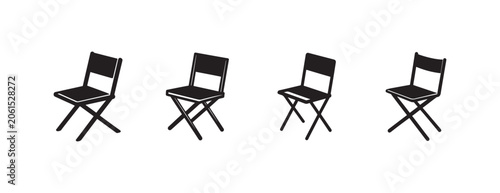 folding chairs in different positions on white background for furniture or interior design concept