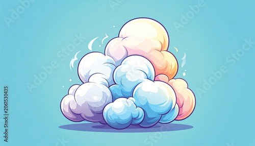 Colorful cartoon cotton candy pile sweet.