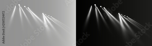 Fotografie Abstract realistic stage spotlights on grey and black background, horizontal top