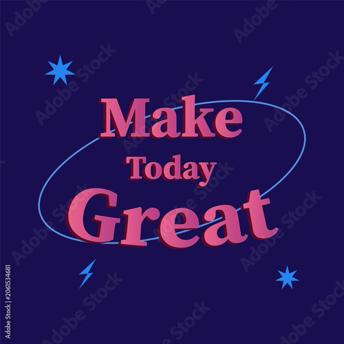 Dark blue background with bold pink text