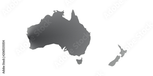 Australia and New Zealand Map Silhouette Continent Outlines Halftone Wavy Dot Pattern Vector EPS