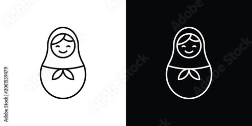 Tableau sur toile Nesting dolls icon outlined in black and white. Editable icons