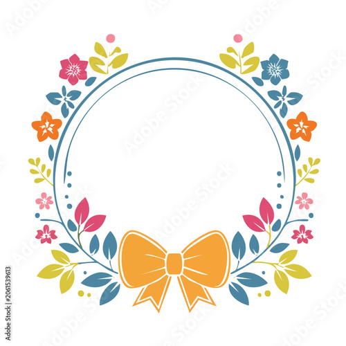Colorful mandala with flowers and butterflies