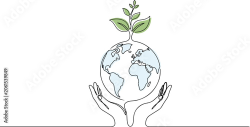 World Environment Day and Earth Day Sustainable Planet Line Art Wallpaper Background Vector Illustration