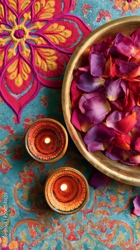 Rose Petal Spa Ritual with Floating Flower Petals, Decorative Candles and Luxury Wellness Ambience, Rose Petal Spa Ritual for Aromatherapy Relaxation, Romantic Self Care and Holistic Beauty Concept