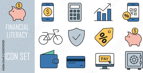 Financial Literacy Icon Set