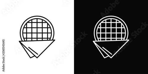 Foto Stroopwafel icon outlined in black and white. Editable icons