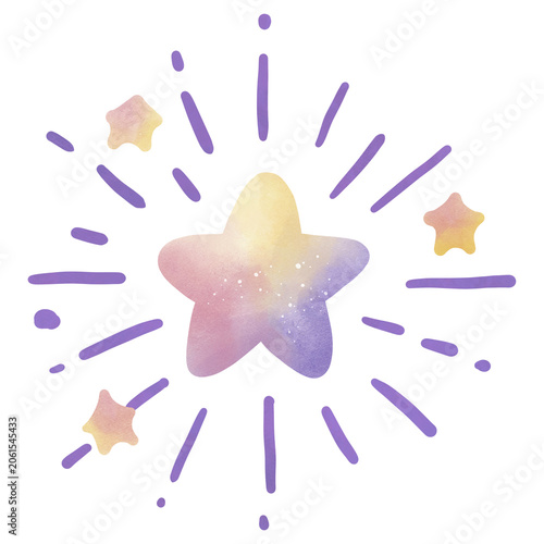 Cute capybara with wings flying in the cloudy sky, watercolor illustration. Dreamy fantasy animal vector.