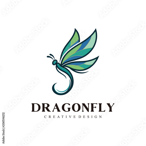 Minimalist Dragonfly Symbol with Creative Wing Design Premium Vector