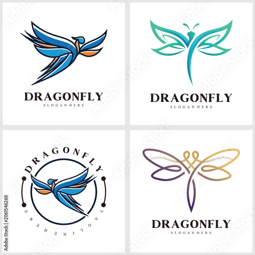 Creative Dragonfly Icon for Technology, Wellness and Eco Business Premium Vector